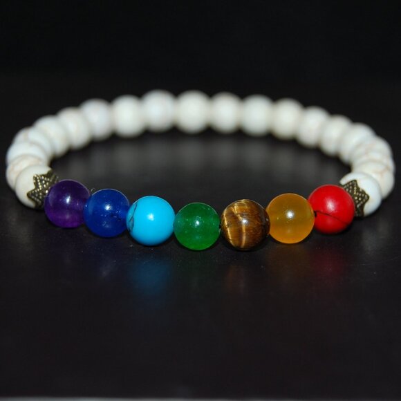 7 Chakra Bracelet,Gemstone Bracelet,Colorful different stone Beads Bracelet - Picture 1 of 2
